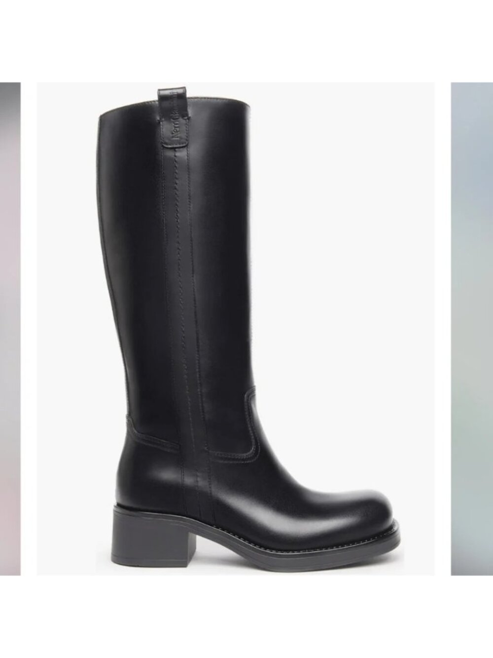 🆕NERO GIARDINI Leather Knee High Moto Boot Black 8 - Picture 2 of 11